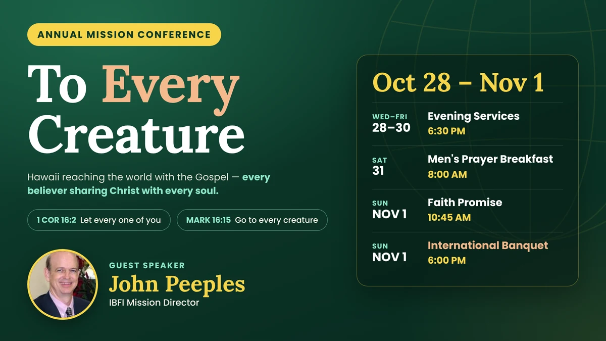 Annual Mission Conference 2026: To Every Creature, with guest speaker John Peeples